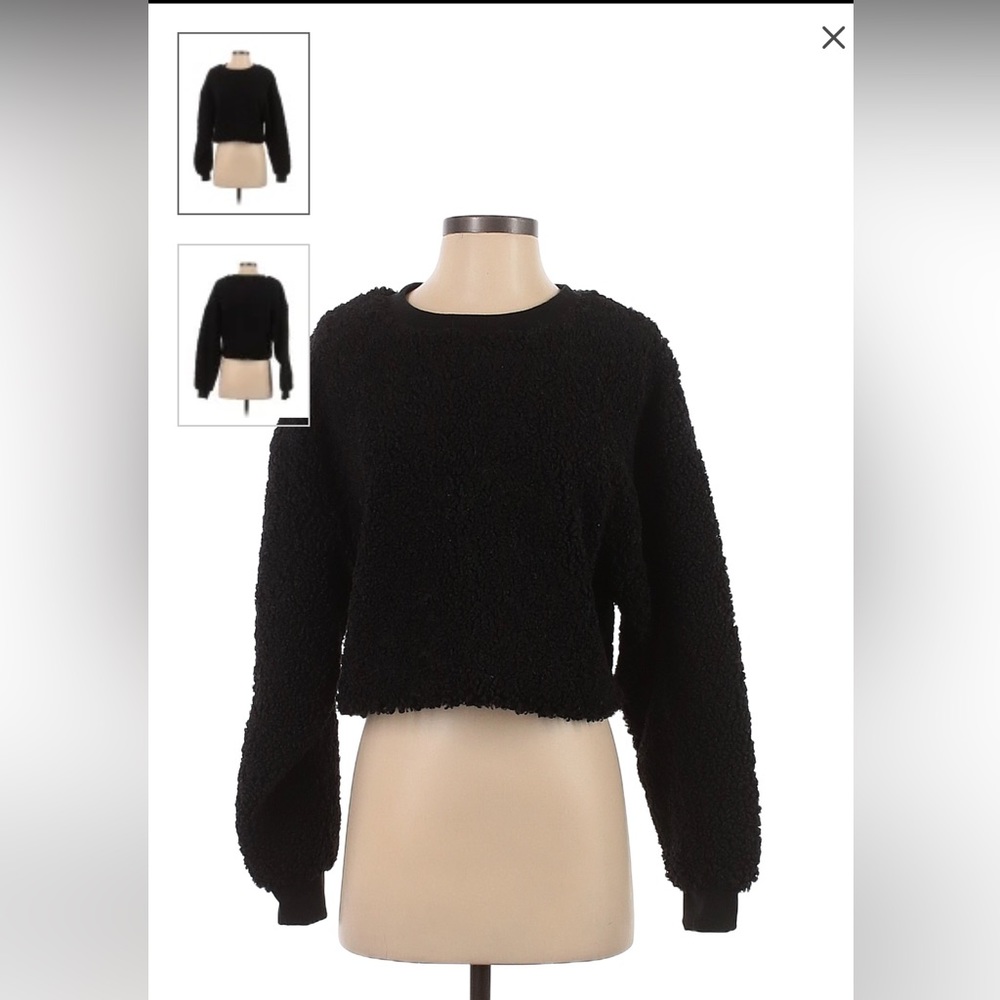 Wild Fable Black Crop Top Fuzzy Sweater